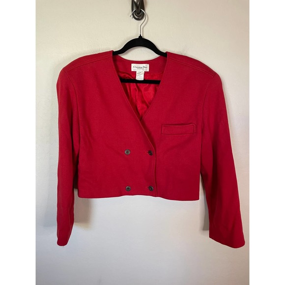 Dior Jackets & Blazers - Christian Dior | Vintage Red Cropped Double Breasted Blazer/Coat Size 14